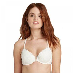 Auden Womens Lightly Lined Demi Coverage Racerback Front Closure Bra (Size:38DD)